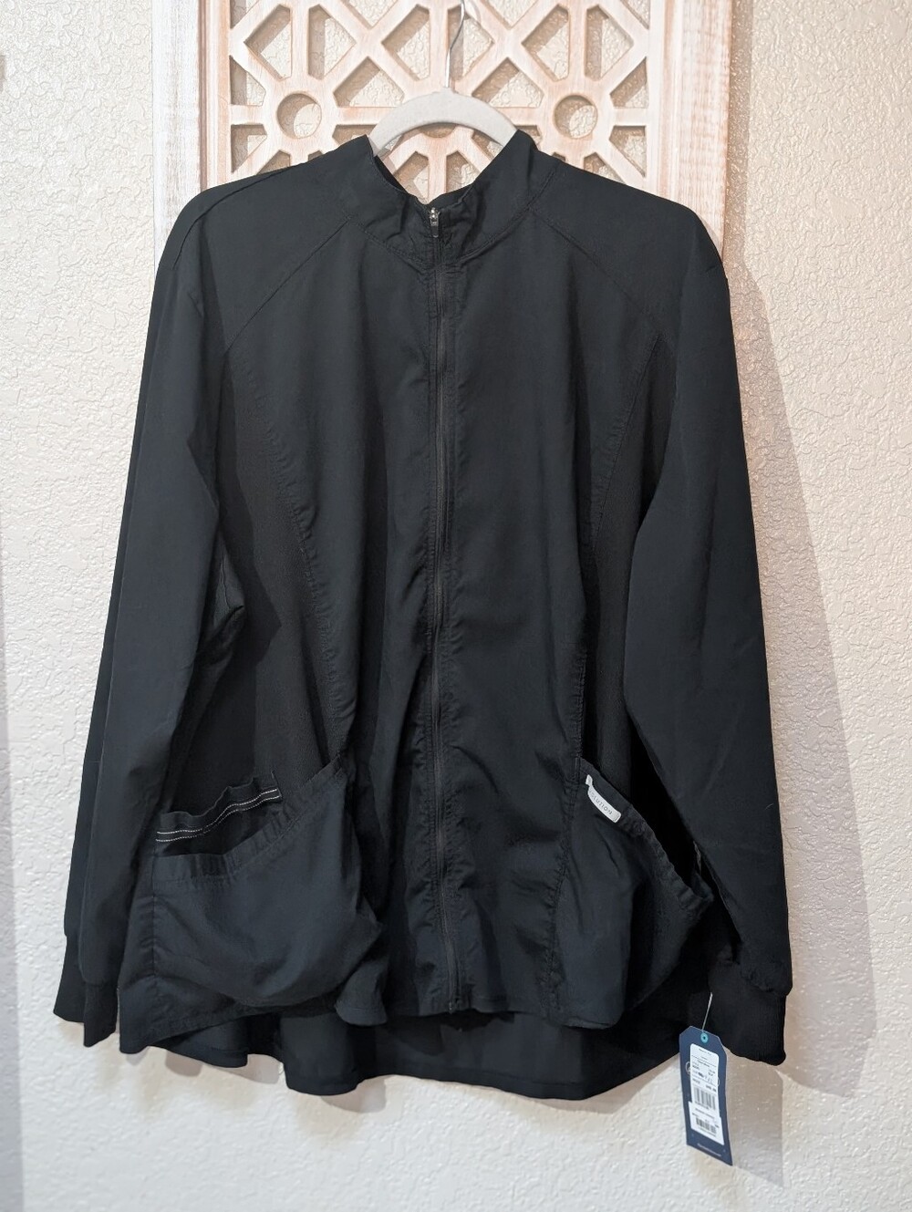 NWT Cherokee Workwear Uniform Womens Plus Size 4XL Zip Front Jacket WW301 Black